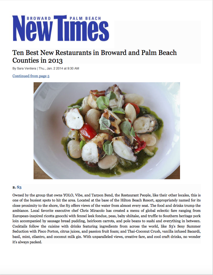 Ten Best New Restaurants in Broward and Palm Beach Counties in 2013