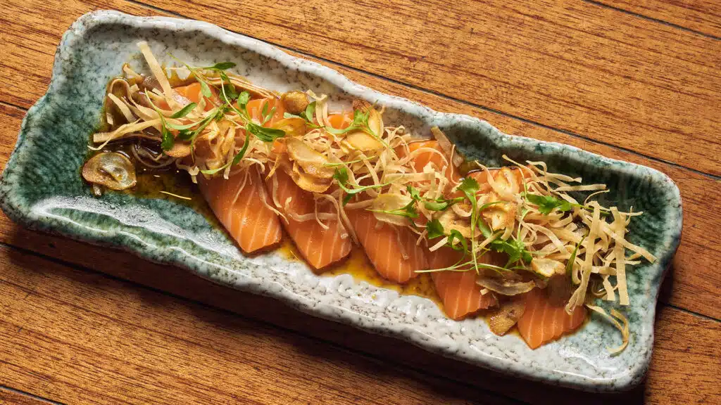 Healthy salmon crudo dish at Fort Lauderdale restaurant  