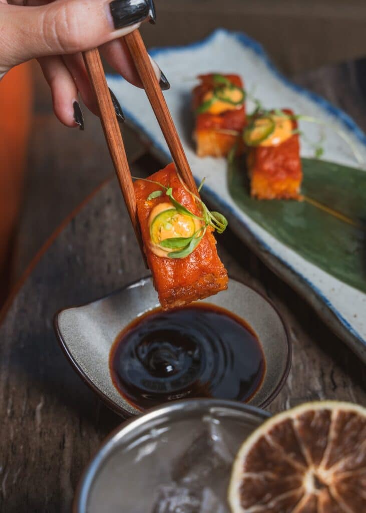 Fresh sushi rolls served at S3 sushi happy hour